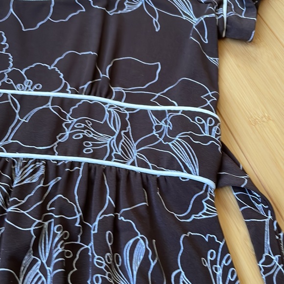 Merona short sleeve business dress brown cream floral - Picture 3 of 6